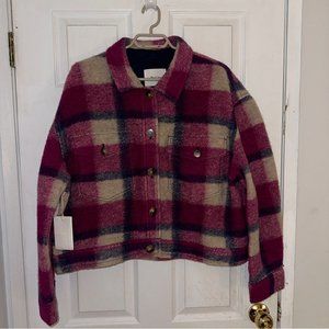 NWT Wilfred Free Autumn Shirt Jacket Rosie Lt Birch Merino Wool Size XL Women's